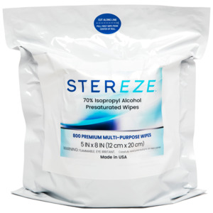 Stereze STIA800RW 70% Isopropyl Alcohol, Presaturated Wipes, 8.5" x 6", 800/Refill pk