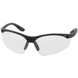 Bouton Optical 250-25-2525 Double Mag Readers Safety Readers, Semi-Rimless, BK/CL Lens, Anti-Scratch/Fog, Dual +2.50 Diopter