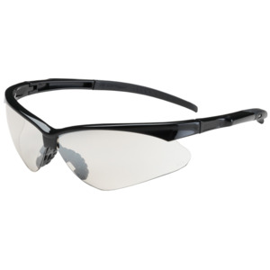 Bouton Optical 250-28-0020 Adversary Safety Glasses, Semi-Rimless, BK/CL Lens, Anti-Scratch/Fog