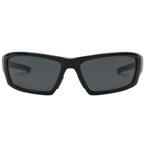 Bouton Optical 250-47-0041 Sunburst Full Frame Safety Glasses, BK/Pol. GY Lens, Anti-Scratch/Fog