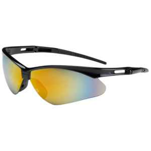 Bouton Optical 250-AN-10116 Anser Safety Glasses, Semi-Rimless, BK/RD Mirror Lens, Anti-Scratch