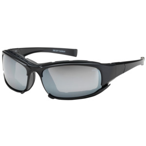 Bouton Optical 250-CE-10095 Cefiro Safety Glasses, Full Frm, BK, Rubber Foam, SL Mirror Lens, Anti-Scratch/Fog