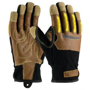 Maximum Safety 120-4100/XXL Glove, Goatskin Leather Palm, Finger TPR Impact Protection, Brown, 2XL