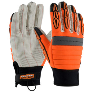 Maximum Safety 120-4720/L Glove, Derrickmen, Cotton Canvas Palm, TPR, Hi-Vis Orange, Large