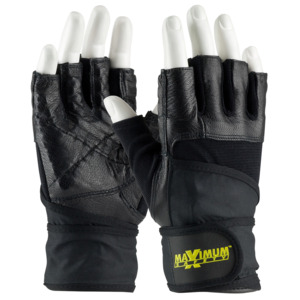 Maximum Safety 122-AV20/M Glove, Leather Palm/Knuckles, Anti-Vib, Shock Absorb. Pad, Black, Medium