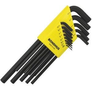 Bondhus 12238 Hex Key L-Wrench Set 1/16"-1/4" Short Arm 10 Pc