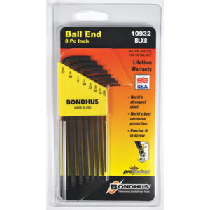 Bondhus 10932 L-Key Set, Balldriver 8 pc, .050 thru 5/32"