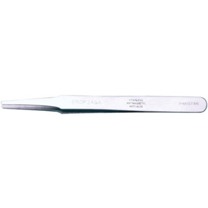 Weller-Erem EROP2ASA Tweezers, Style 2As, Round, Large, Flat Round, Straight, Stainless Steel, 4.75"