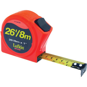 Lufkin PHV1048CMEN Hi-Viz® Orange Series 1000 Power Tape Measure, 1" x 26'
