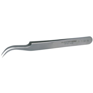 Lindstrom 7-SA-SL Tweezers, ESD Safe, Fine, Curved Tips, 4.53" OAL, Stainless Steel
