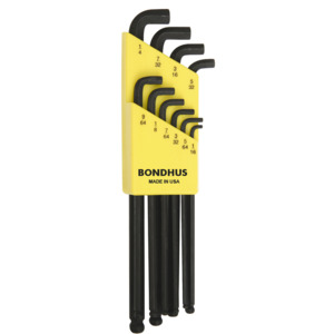 Bondhus 16538 Balldriver Set Stubby L-Wrench 1/16-1/4" 10 Pc