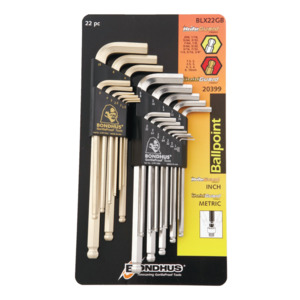 Bondhus 20399 22-Pc Hex Driver Set SAE and Metric