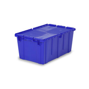 Lewis Bins FP243 Attached Lid Container, Blue, 26.9" x 16.9" x 12.1"