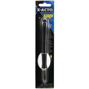 X-Acto X3730Q Rubber Grip 3000 Knife with 3 #11 Blades and Safety Cap