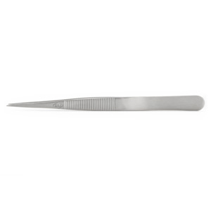Weller-Erem ACSA Tweezers, Straight Pointed Tip, Precision, Stainless Steel, Serrated, 4.25"