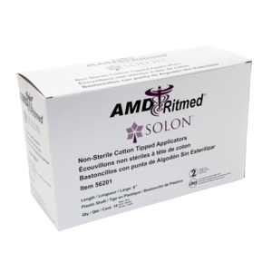 Solon 56201 6" Cotton Tip Applicators Plastic Shaft Autoclave 100/Pack